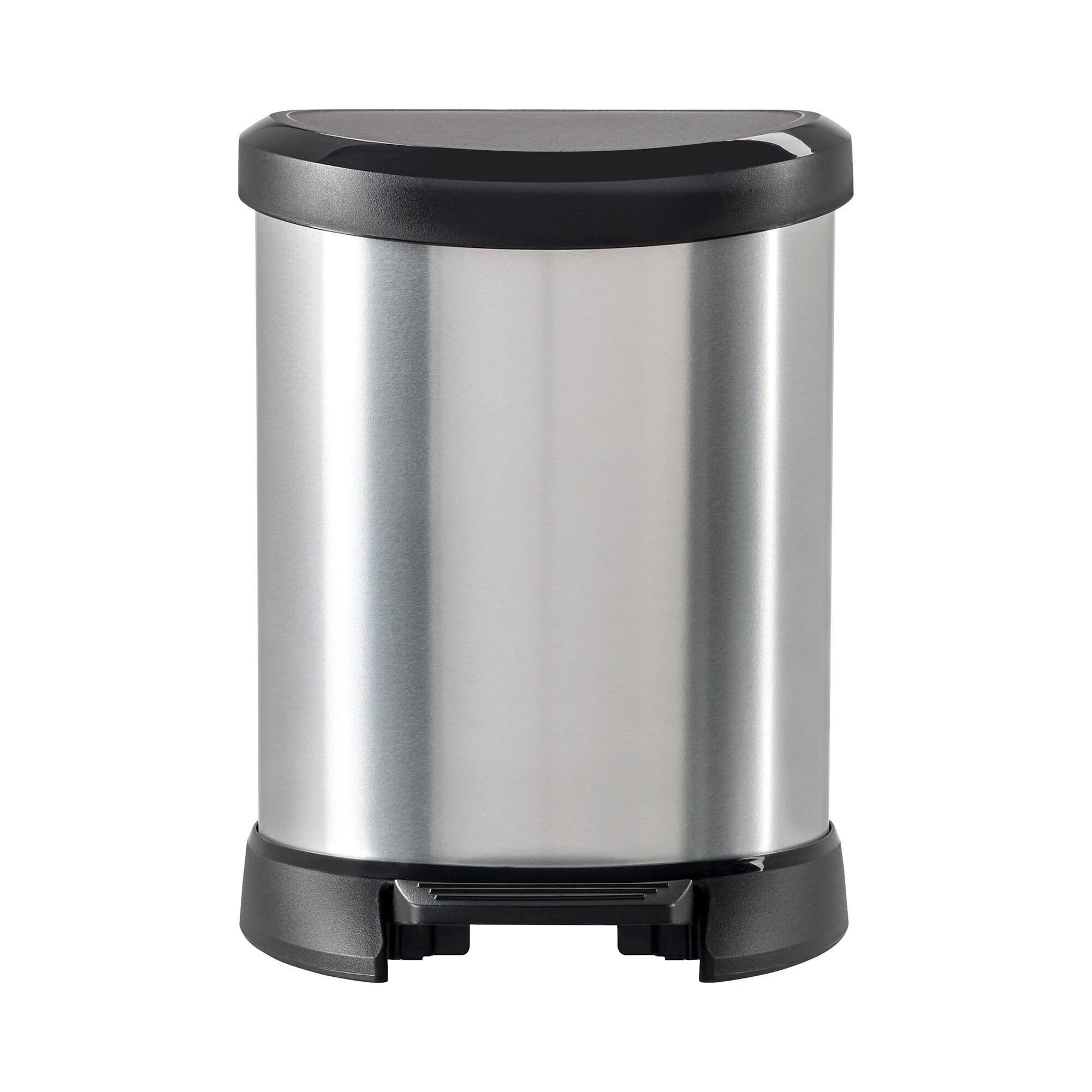 Pattumiera Renfrew, Cestino portarifiuti, Bidone per raccolta differenziata, Mobile per spazzatura, 25x21 h28 cm, Argento e Nero