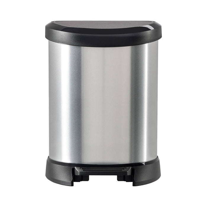 Pattumiera Renfrew, Cestino portarifiuti, Bidone per raccolta differenziata, Mobile per spazzatura, 25x21 h28 cm, Argento e Nero