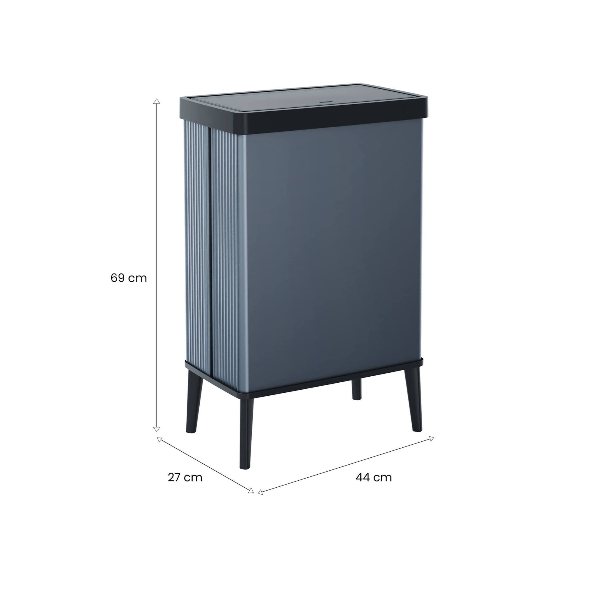 Pattumiera Tofino, Cestino portarifiuti, Bidone per raccolta differenziata, Mobile per spazzatura, 44x27 h69 cm, Blu