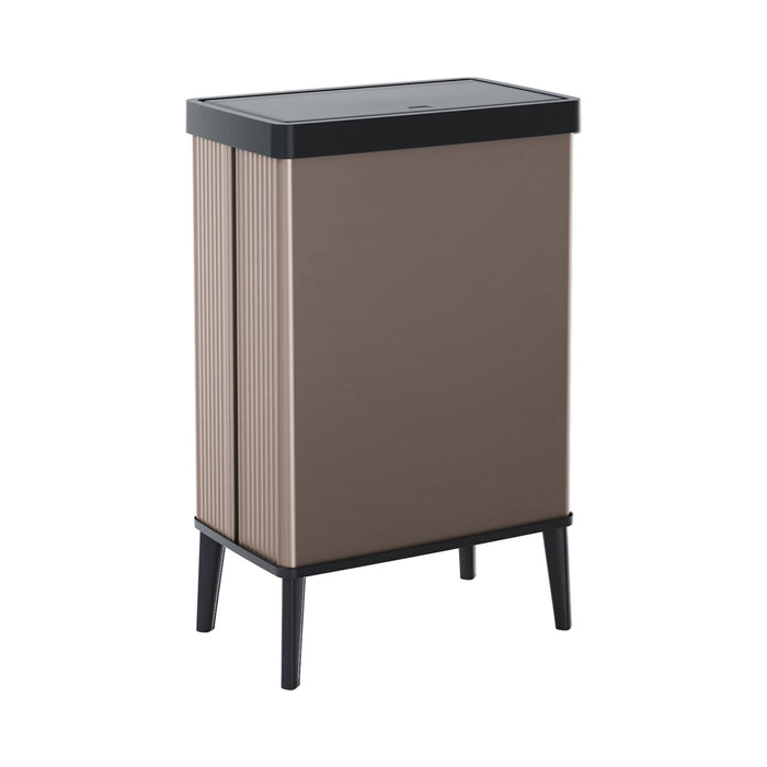 Pattumiera Tofino, Cestino portarifiuti, Bidone per raccolta differenziata, Mobile per spazzatura, 44x27 h69 cm, Marrone