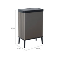 Pattumiera Tofino, Cestino portarifiuti, Bidone per raccolta differenziata, Mobile per spazzatura, 44x27 h69 cm, Grigio scuro