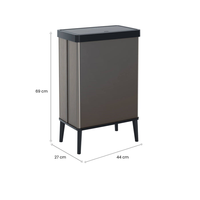 Pattumiera Tofino, Cestino portarifiuti, Bidone per raccolta differenziata, Mobile per spazzatura, 44x27 h69 cm, Grigio scuro