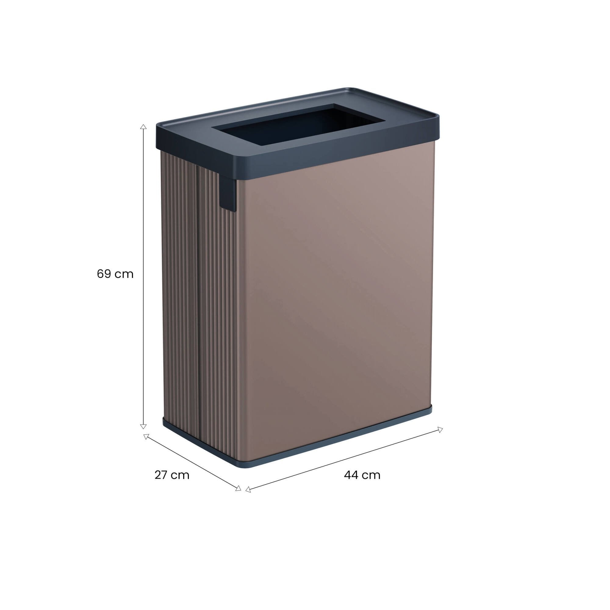 Pattumiera Longueuil, Cestino portarifiuti, Bidone per raccolta differenziata, Mobile per spazzatura, 44x27 h69 cm, Marrone