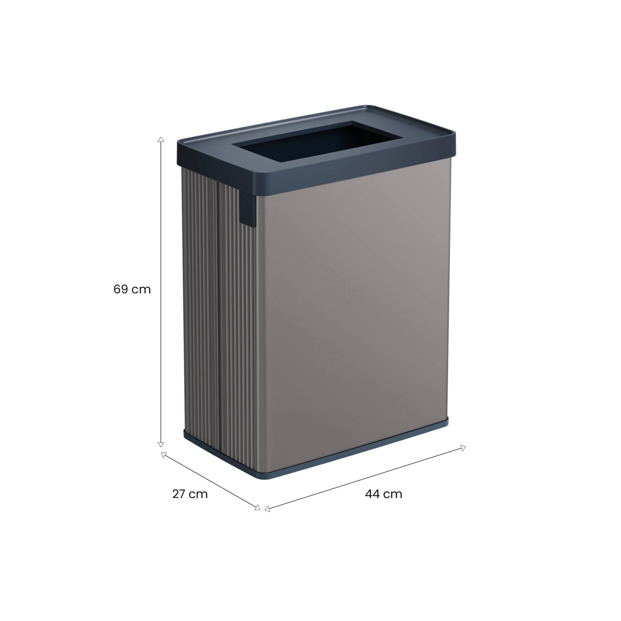 Pattumiera Longueuil, Cestino portarifiuti, Bidone per raccolta differenziata, Mobile per spazzatura, 44x27 h69 cm, Grigio scuro