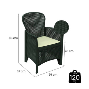 Set di 4 sedie da esterno Amilton, Seduta da giardino, Per indoor o outdoor, Con braccioli, Made in Italy, 59x57 h86 cm, Antracite