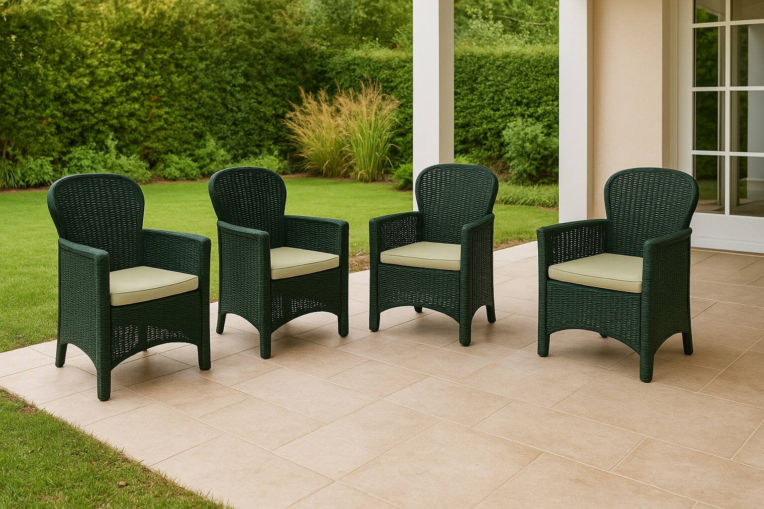 Set di 4 sedie da esterno Amilton, Seduta da giardino, Per indoor o outdoor, Con braccioli, Made in Italy, 59x57 h86 cm, Antracite