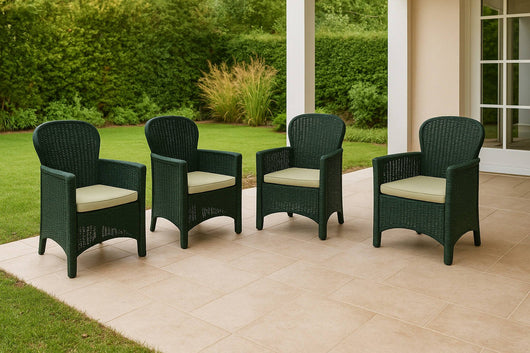 Set di 4 sedie da esterno Amilton, Seduta da giardino, Per indoor o outdoor, Con braccioli, Made in Italy, 59x57 h86 cm, Antracite