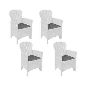 Set di 4 sedie da esterno Amilton, Seduta da giardino, Per indoor o outdoor, Con braccioli, Made in Italy, 59x57 h86 cm, Bianco