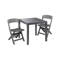 Set salotto da esterno Sanzeno, Salottino outdoor o indoor, Tavolo quadrato con 2 sedie pieghevoli, Made in Italy, Antracite