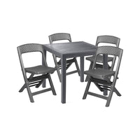 Set salotto da esterno Sanzeno, Salottino outdoor o indoor, Tavolo quadrato con 2 sedie pieghevoli, Made in Italy, Antracite