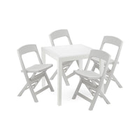 Set salotto da esterno Sanzeno, Salottino outdoor o indoor, Tavolo quadrato con 2 sedie pieghevoli, Made in Italy, Bianco