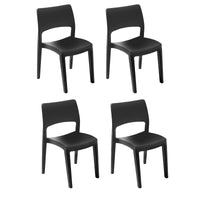 Set di 4 sedie da esterno Zircone, Seduta da giardino, Per indoor o outdoor, Impilabile, Made in Italy, 50x51 h82 cm, Antracite
