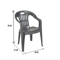 Set di 10 sedie da esterno Aringa, Seduta da giardino, Per indoor o outdoor, Con braccioli e impilabile, Made in Italy, 56x55 h78 cm, Antracite