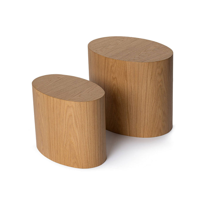 Set di 2 tavolini da salotto Beron, Tavolo basso da caffè, Portariviste per divano, Ripiano da soggiorno, 34x40 h49 cm, Quercia