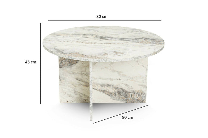 Tavolino da salotto Tamlin, Tavolo basso da caffè, Portariviste per divano, Ripiano da soggiorno, 80x80 h45 cm, Marmo