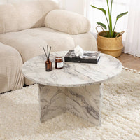 Tavolino da salotto Tamlin, Tavolo basso da caffè, Portariviste per divano, Ripiano da soggiorno, 80x80 h45 cm, Marmo