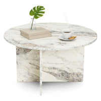 Tavolino da salotto Tamlin, Tavolo basso da caffè, Portariviste per divano, Ripiano da soggiorno, 80x80 h45 cm, Marmo