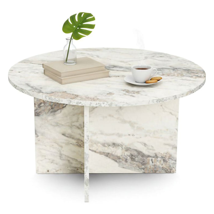 Tavolino da salotto Tamlin, Tavolo basso da caffè, Portariviste per divano, Ripiano da soggiorno, 80x80 h45 cm, Marmo