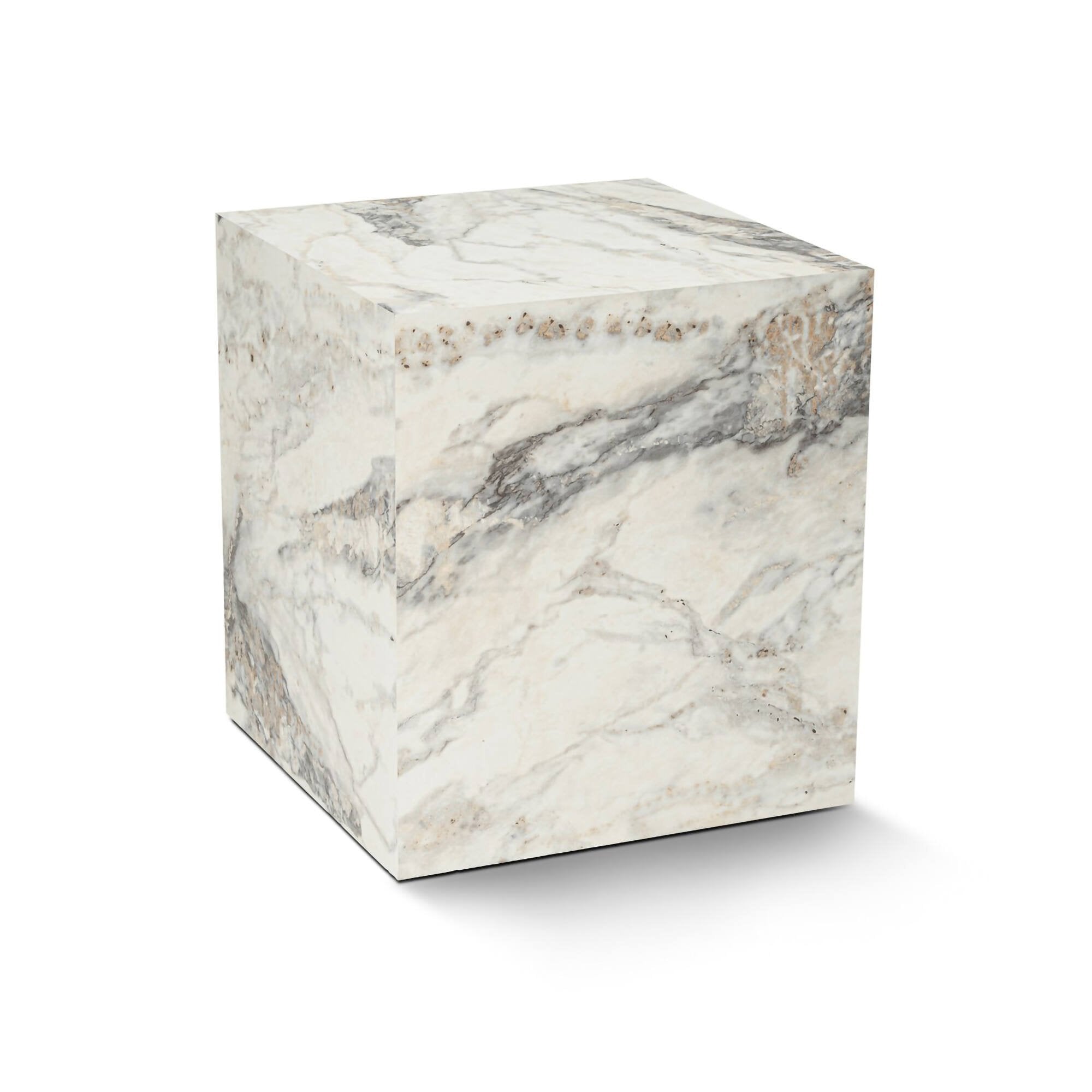 Tavolino da salotto Imogen, Tavolo basso da caffè, Portariviste per divano, Ripiano da soggiorno, 45x45 h50 cm, Marmo