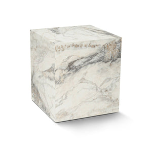 Tavolino da salotto Imogen, Tavolo basso da caffè, Portariviste per divano, Ripiano da soggiorno, 45x45 h50 cm, Marmo