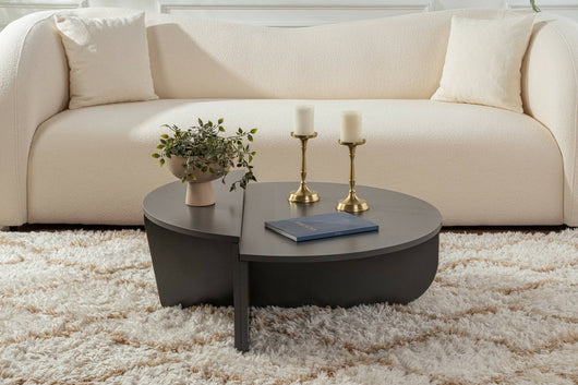 Tavolino da salotto Feyre, Tavolo basso da caffè, Portariviste per divano, Ripiano da soggiorno, 90x60 h35 cm, Antracite