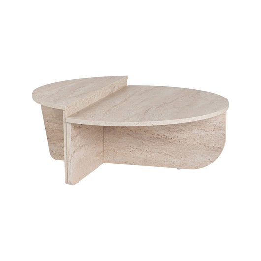 Tavolino da salotto Feyre, Tavolo basso da caffè, Portariviste per divano, Ripiano da soggiorno, 90x60 h35 cm, Beige e Marmo