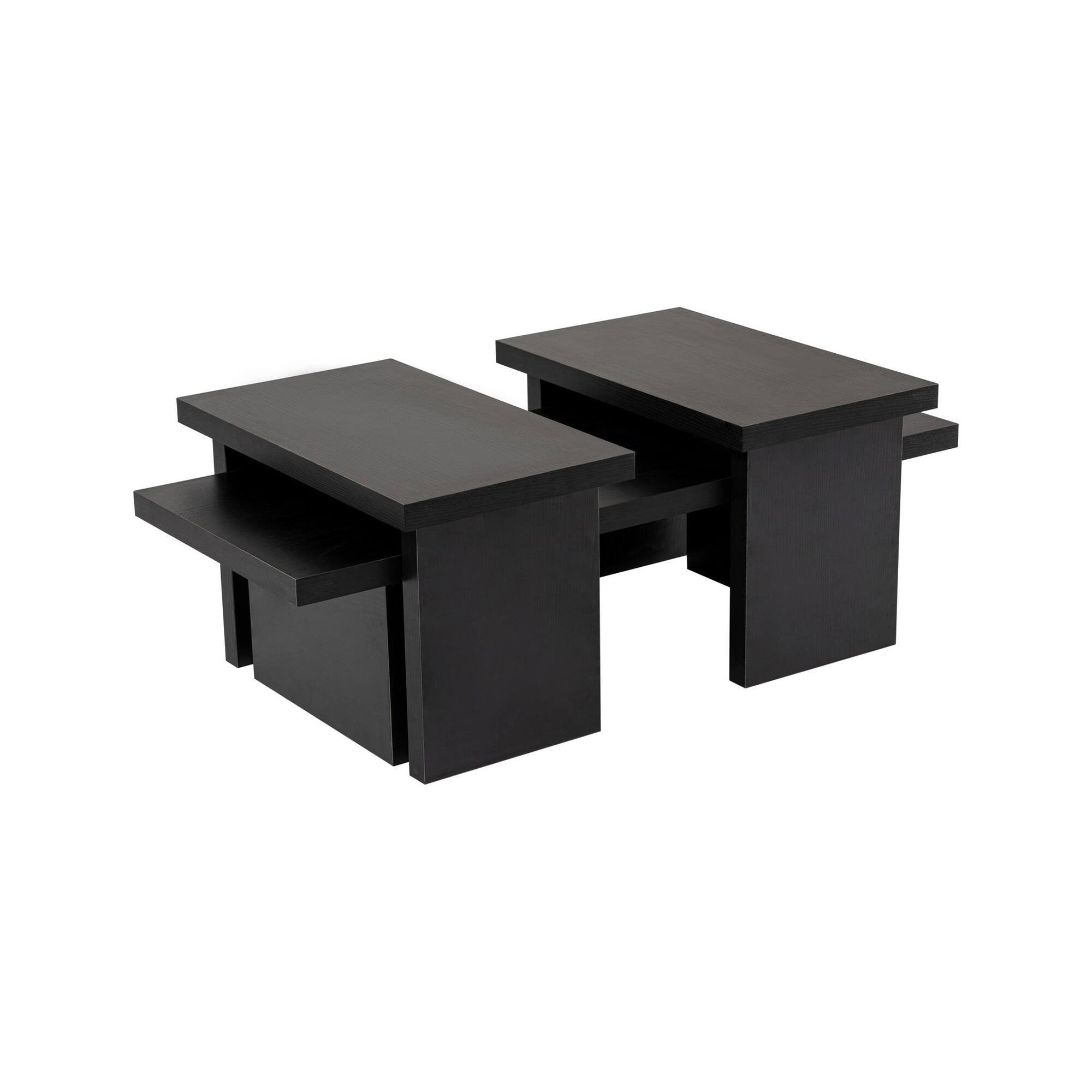 Tavolino da salotto Amarantha, Tavolo basso da caffè, Portariviste per divano, Ripiano da soggiorno, 110x45 h42 cm, Nero