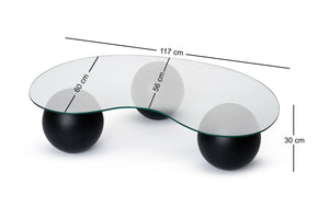 Tavolino da salotto Sawyer, Tavolo basso da caffè, Portariviste per divano, Ripiano da soggiorno, 117x60 h30 cm, Nero