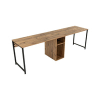 Scrivania Violet, Scrittoio multiuso, Tavolo per ufficio porta PC, Piano di lavoro, 240x60 h74 cm, Pino e Nero