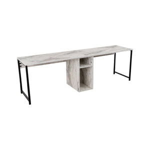 Scrivania Violet, Scrittoio multiuso, Tavolo per ufficio porta PC, Piano di lavoro, 240x60 h74 cm, Marmo e Nero