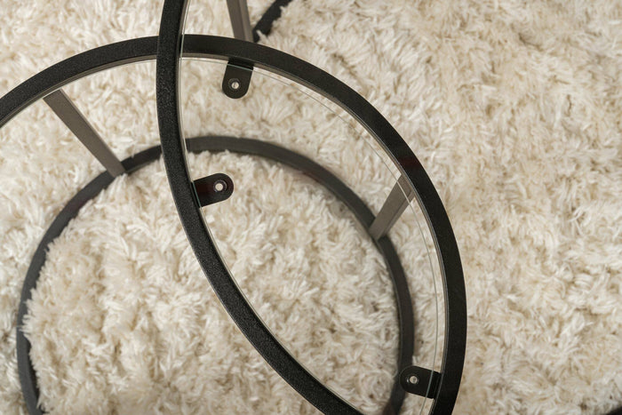 Set di 2 tavolini da salotto Xaden, Tavolo basso da caffè, Portariviste per divano, Ripiano da soggiorno, 60x60 h43 cm, Nero e Trasparente