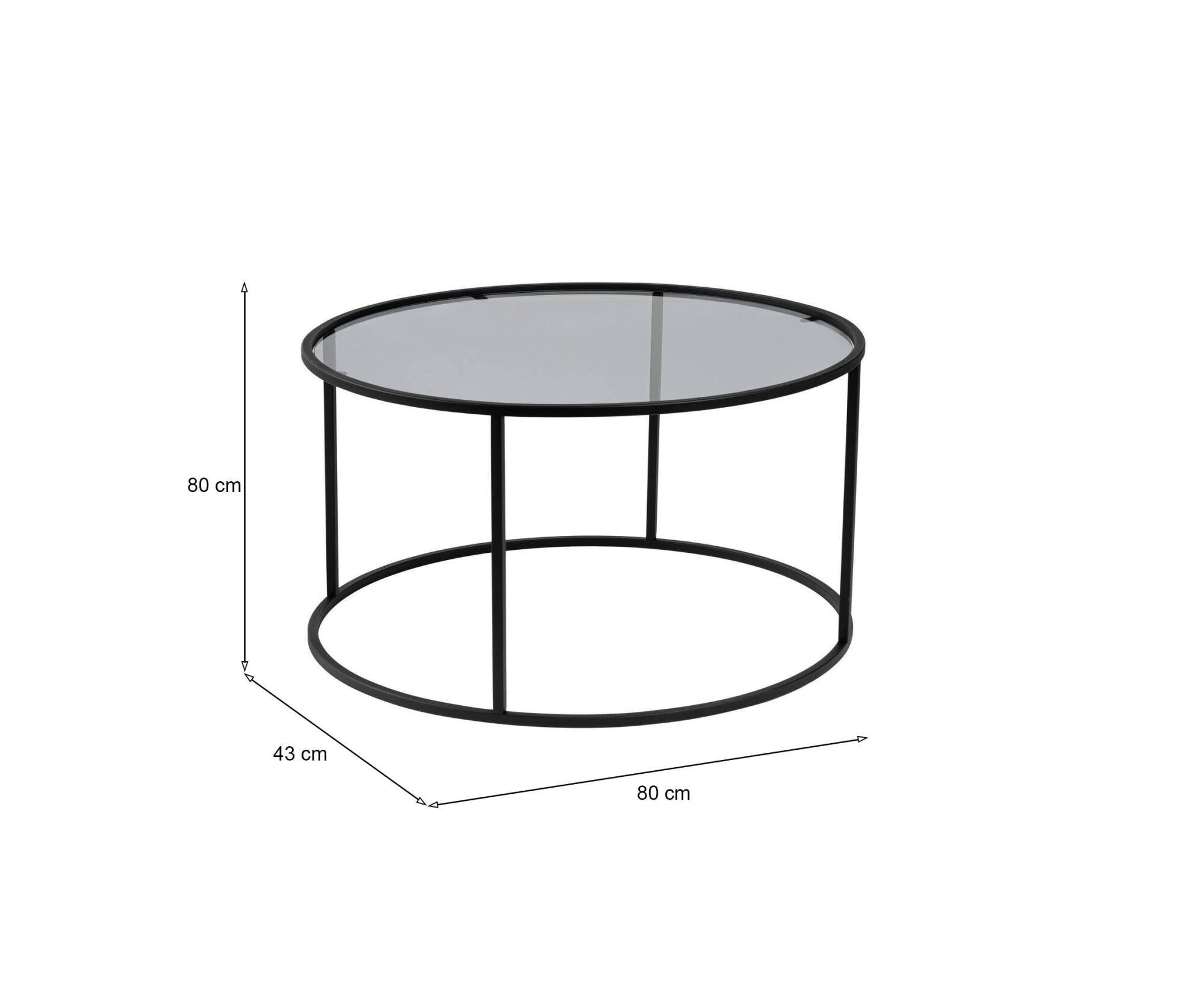 Tavolino da salotto Geralt, Tavolo basso da caffè, Portariviste per divano, Ripiano da soggiorno, 80x80 h43 cm, Nero e Grigio