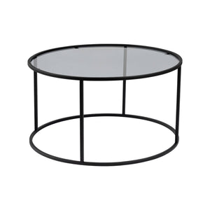 Tavolino da salotto Geralt, Tavolo basso da caffè, Portariviste per divano, Ripiano da soggiorno, 80x80 h43 cm, Nero e Grigio