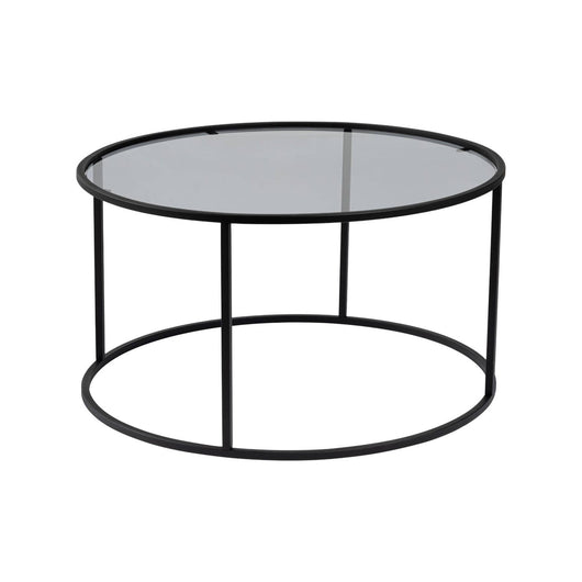 Tavolino da salotto Geralt, Tavolo basso da caffè, Portariviste per divano, Ripiano da soggiorno, 80x80 h43 cm, Nero e Grigio