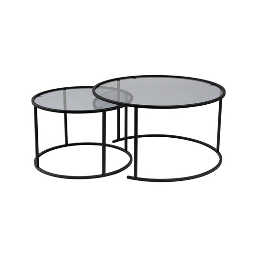 Set di 2 tavolini da salotto Aedion, Tavolo basso da caffè, Portariviste per divano, Ripiano da soggiorno, 80x80 h43 cm, Nero e Grigio