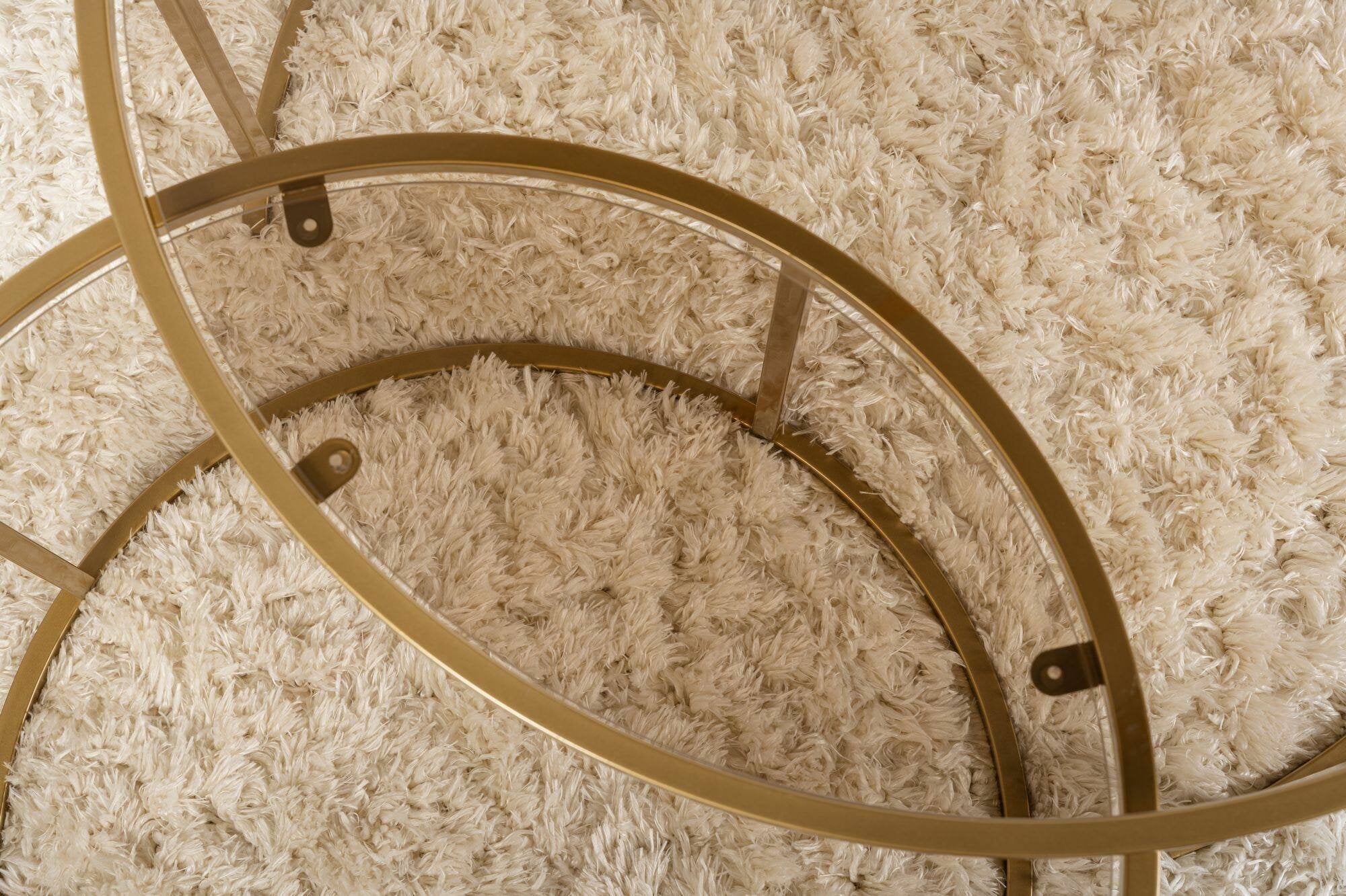 Set di 2 tavolini da salotto Aedion, Tavolo basso da caffè, Portariviste per divano, Ripiano da soggiorno, 80x80 h43 cm, Oro e Bronzo