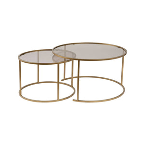 Set di 2 tavolini da salotto Aedion, Tavolo basso da caffè, Portariviste per divano, Ripiano da soggiorno, 80x80 h43 cm, Oro e Bronzo