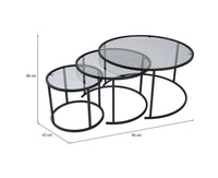 Set di 3 tavolini da salotto Rowan, Tavolo basso da caffè, Portariviste per divano, Ripiano da soggiorno, 80x80 h43 cm, Nero e Grigio