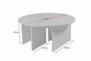Tavolino da salotto Tairn, Tavolo basso da caffè, Portariviste per divano, Ripiano da soggiorno, 90x90 h41 cm, Pino
