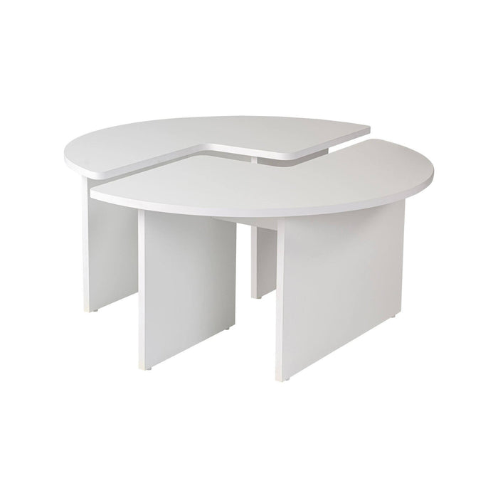 Tavolino da salotto Tairn, Tavolo basso da caffè, Portariviste per divano, Ripiano da soggiorno, 90x90 h41 cm, Bianco e Naturale