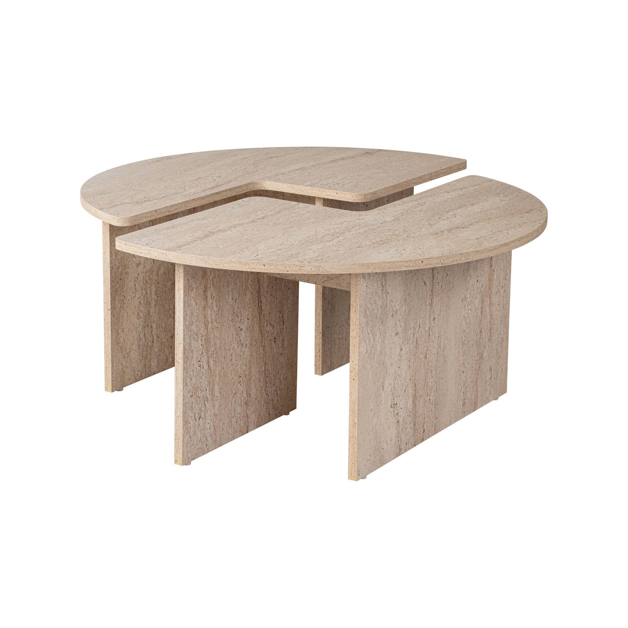 Tavolino da salotto Tairn, Tavolo basso da caffè, Portariviste per divano, Ripiano da soggiorno, 90x90 h41 cm, Beige