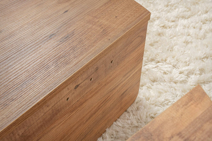 Tavolino da salotto Dain, Tavolo basso da caffè, Portariviste per divano, Ripiano da soggiorno, 90x60 h35 cm, Pino