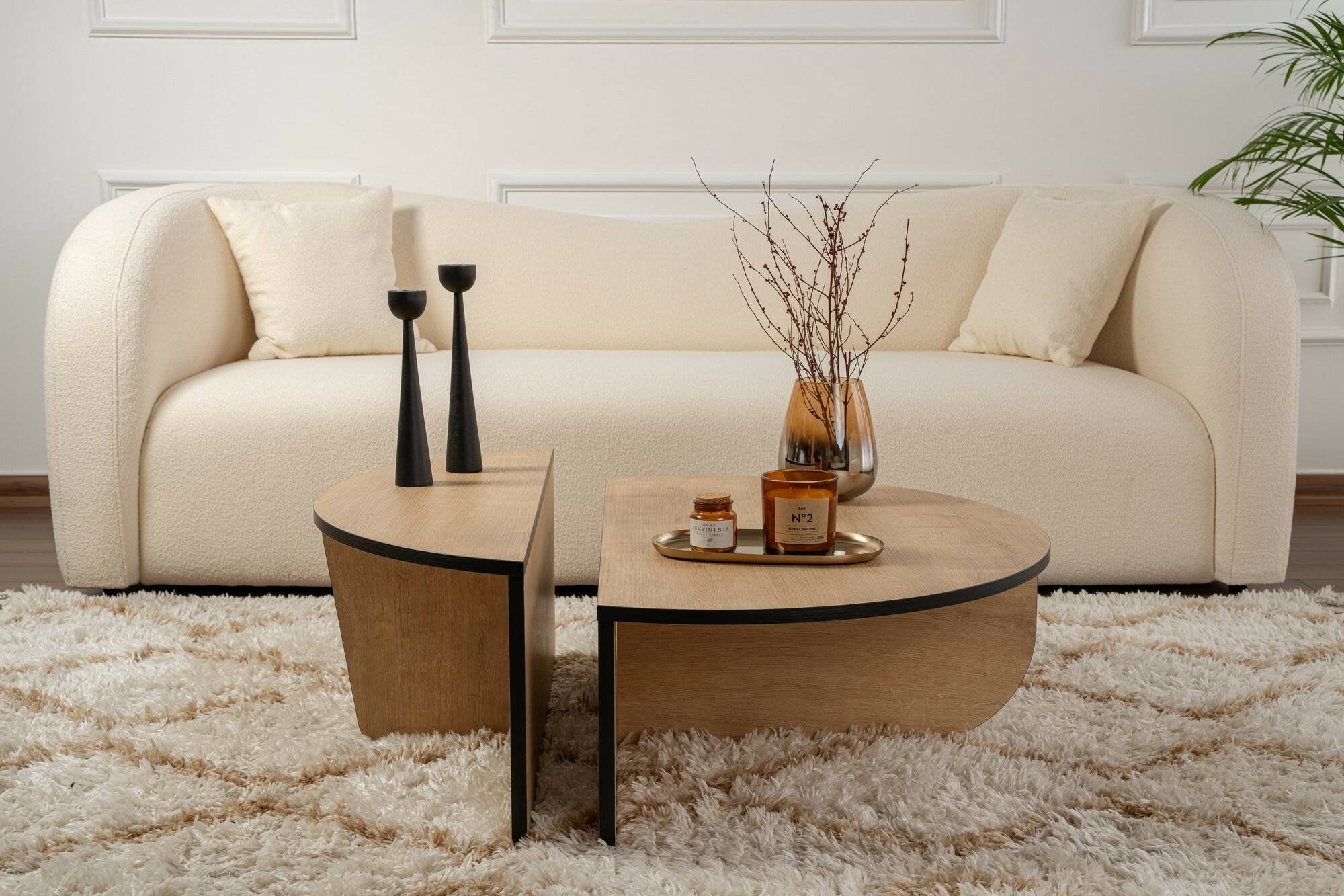 Tavolino da salotto Dain, Tavolo basso da caffè, Portariviste per divano, Ripiano da soggiorno, 90x60 h35 cm, Quercia e Nero