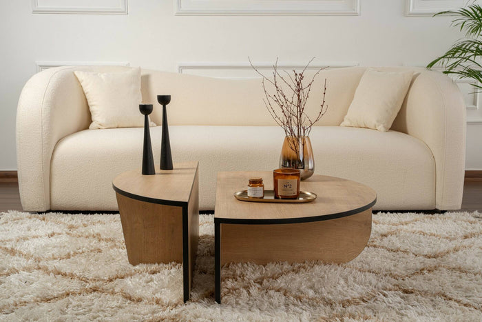 Tavolino da salotto Dain, Tavolo basso da caffè, Portariviste per divano, Ripiano da soggiorno, 90x60 h35 cm, Quercia e Nero