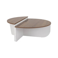 Tavolino da salotto Dain, Tavolo basso da caffè, Portariviste per divano, Ripiano da soggiorno, 90x60 h35 cm, Noce e Bianco