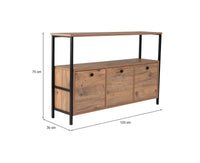 Consolle Nesta, Tavolo multiuso, Mobiletto d'appoggio, Scrivania da corridoio, 120x30 h75 cm, Pino e Nero