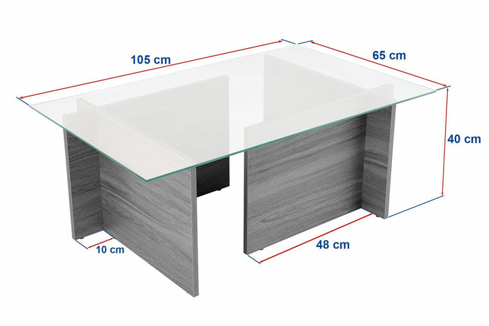 Tavolino da salotto Azriel, Tavolo basso da caffè, Portariviste per divano, Ripiano da soggiorno, 105x65 h40 cm, Beige