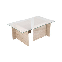 Tavolino da salotto Azriel, Tavolo basso da caffè, Portariviste per divano, Ripiano da soggiorno, 105x65 h40 cm, Beige