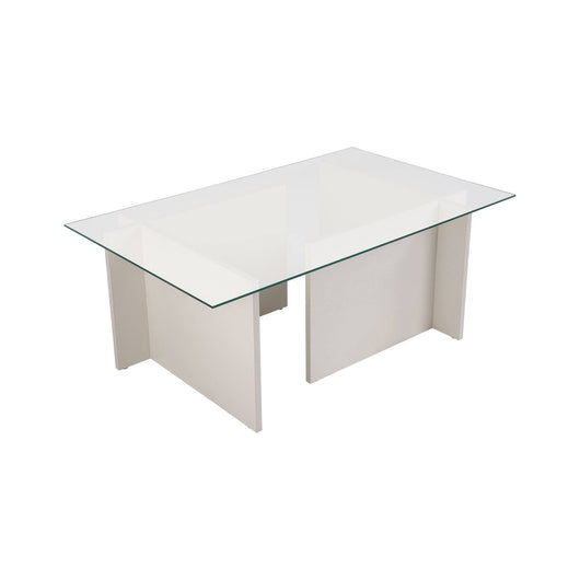 Tavolino da salotto Azriel, Tavolo basso da caffè, Portariviste per divano, Ripiano da soggiorno, 105x65 h40 cm, Bianco