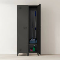 Mobile colonna Soleto, Pensile bagno o cucina, Armadio alto multifunzione, Mobiletto multiuso, 38x38 h180 cm, Ardesia